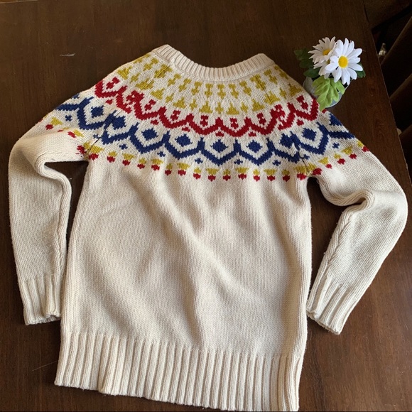 J. CREW VINTAGE FAIR ISLE CREW NECK Nordic Wool Blend Print SWEATER XXS - Picture 4 of 6